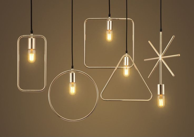 لوستر فلزی با طراحی هندسی